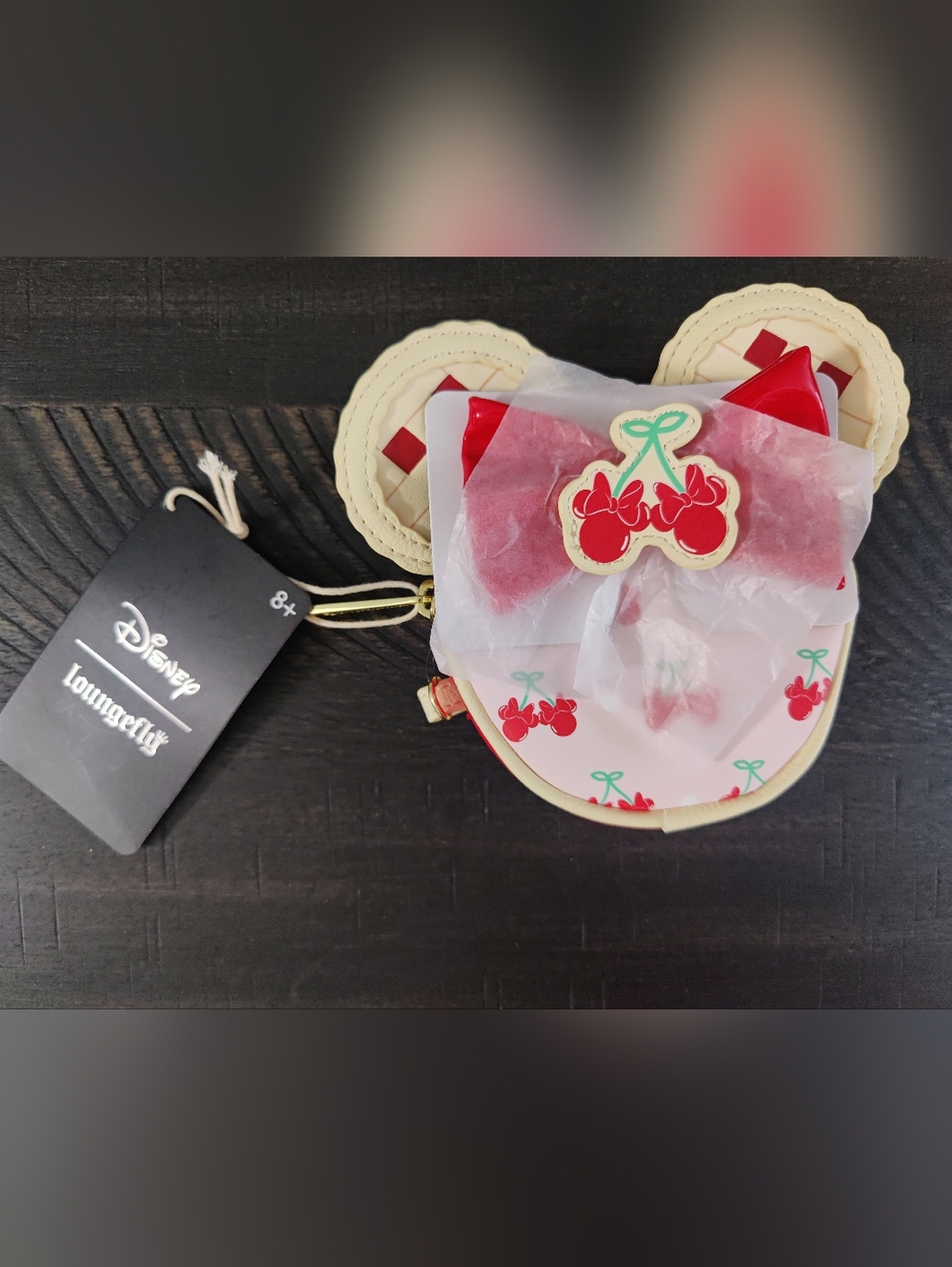 NWT Loungefly Cherry Minnie Ear Coin Purse - Red, Cream, Pink, Green